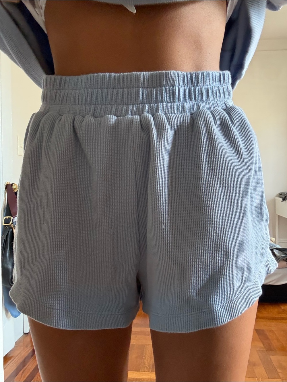 Daily Drills Ribbed Pale Blue Athletic Shorts